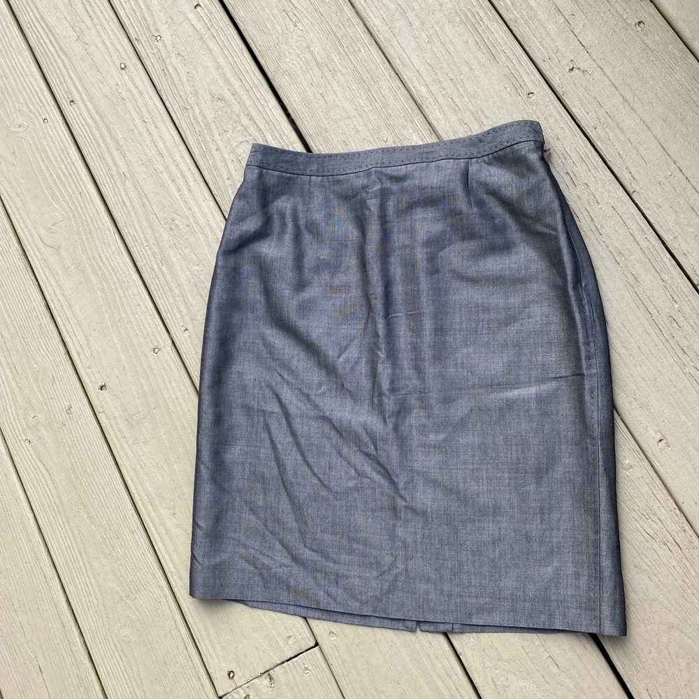 Ann Taylor - Classic Gray Women's Mohair/Wool Blend Pencil Midi Skirt, Size: 6